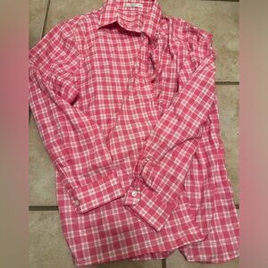 Womens plus foxcroft pink white winkle free button down shirt